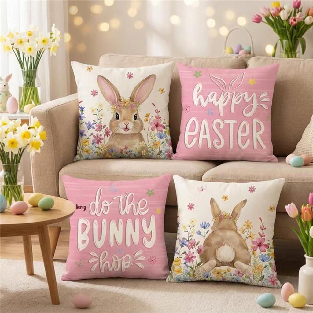 European and American Easter Egg Rabbit Plush Pillow & Chair Cushion Cover
