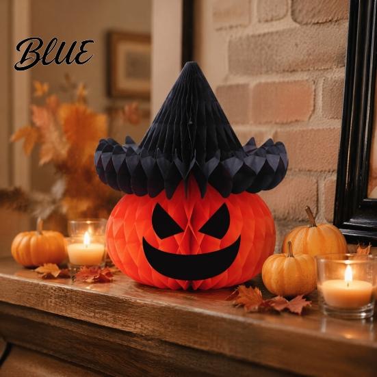 Indoor Hanging Props Halloween Honeycomb Ornament Pumpkin Spider Paper Party Atmosphere Supplies Decoration for Home Office Classroom Holiday