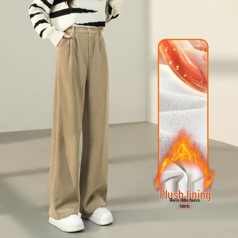 Women's Fleece-Lined High-Waist Wide-Leg Suit Pants