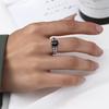 Yousheng Couple Ring Punk Style Decorative Open Design Adjustable All-match Jewelry Gifts Geometric Men Women Faux Gem Decoration Finger Ring for