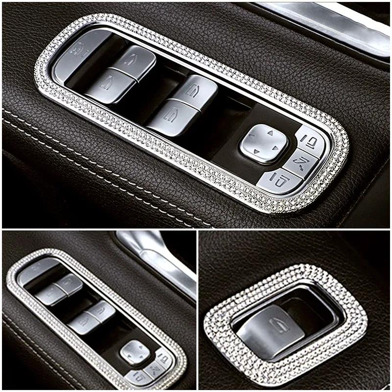 For Mercedes Benz A Class W177 -  A180 A200 A220 A250 Window Lift Switch Adjust Panel Crystal Sticker Diamond Trim