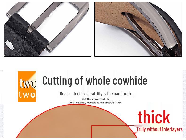 Men's Retro Pin Buckle Leather Belt - Genuine Cowhide, Plus Size