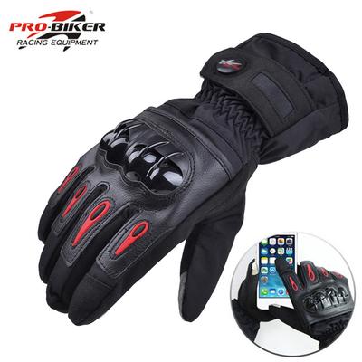 Free Ship Motorcycle Gloves Racing Waterproof Windproof Winter Warm Leather Cycling Bicycle Cold Guantes Luvas Motor