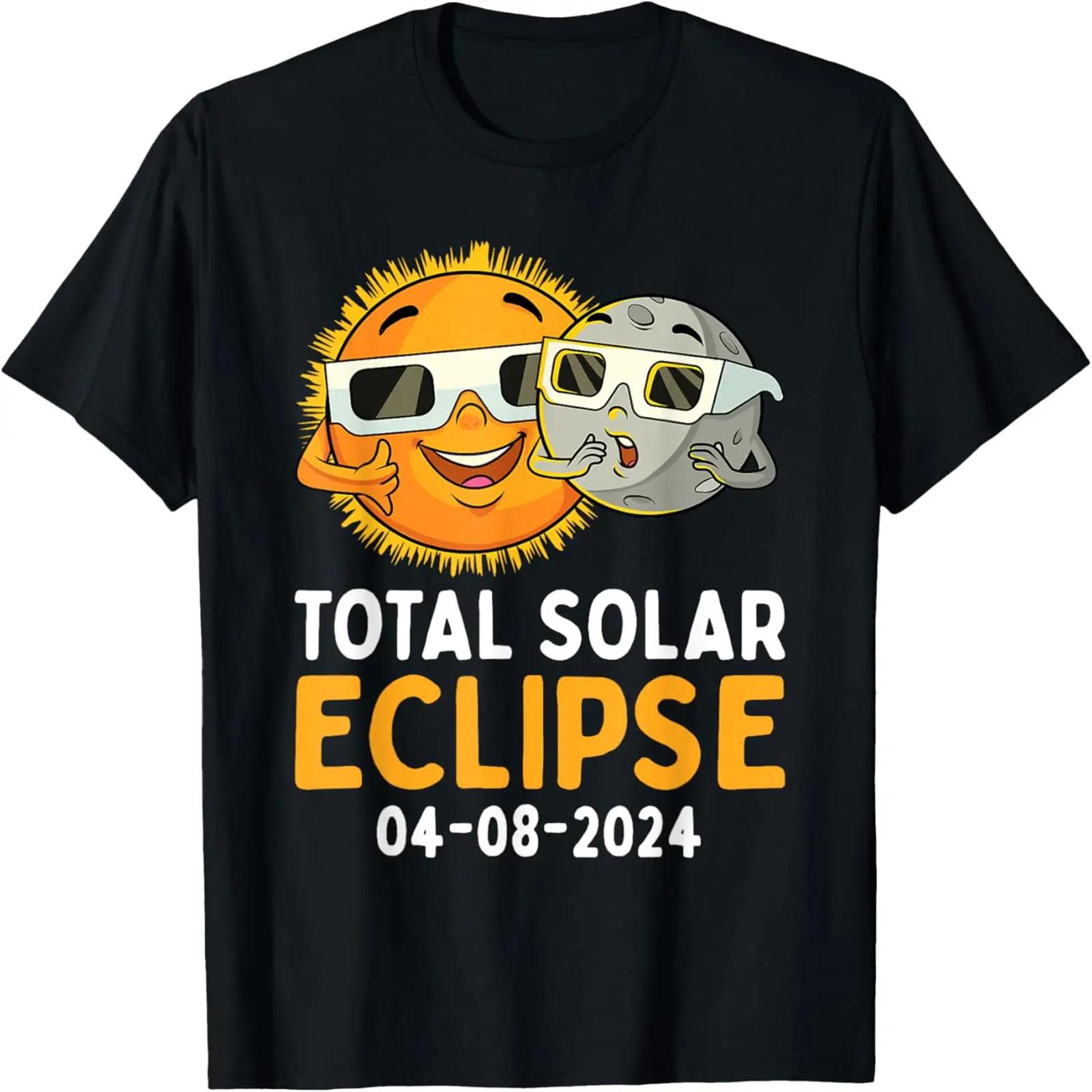 

Total Solar Eclipse 2024 Glasses Funny Sun Moon Kids Boys T-Shirt XXXXXL чорний
