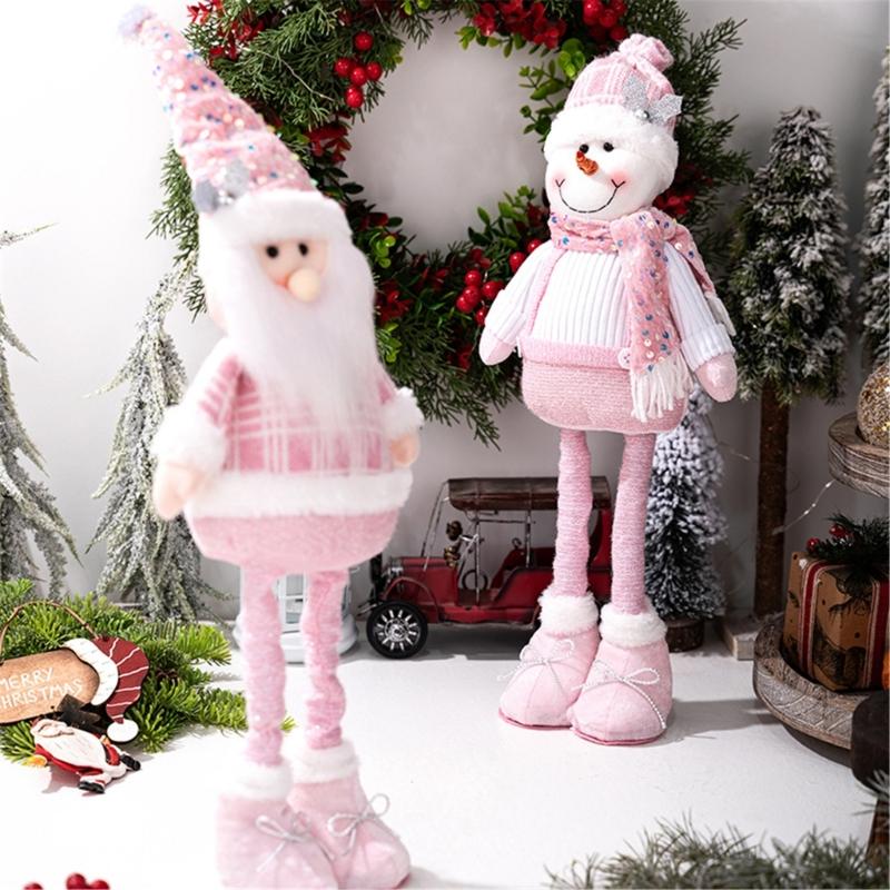 Teleskopische Weihnachtsfigur Plüschdekorationen Pailletten Weihnachtsmann Schneemann Elch Plüschfiguren Dekorationen Feiertagsdekorationen