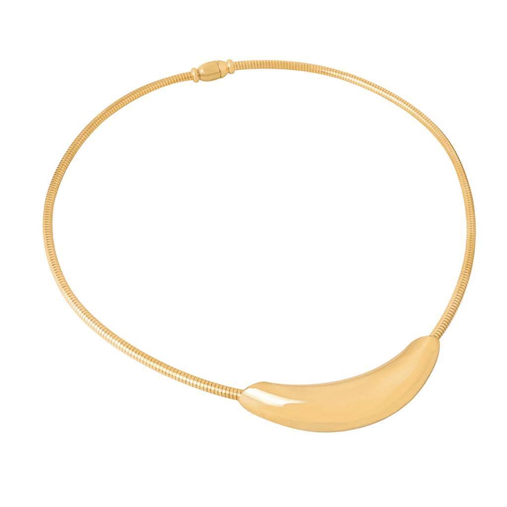 Moderner goldener gebogener Röhrenhalsreif Luxuriöses Aussehen Bequemer Metall-Choker Perfekt für Partys und Verabredungen