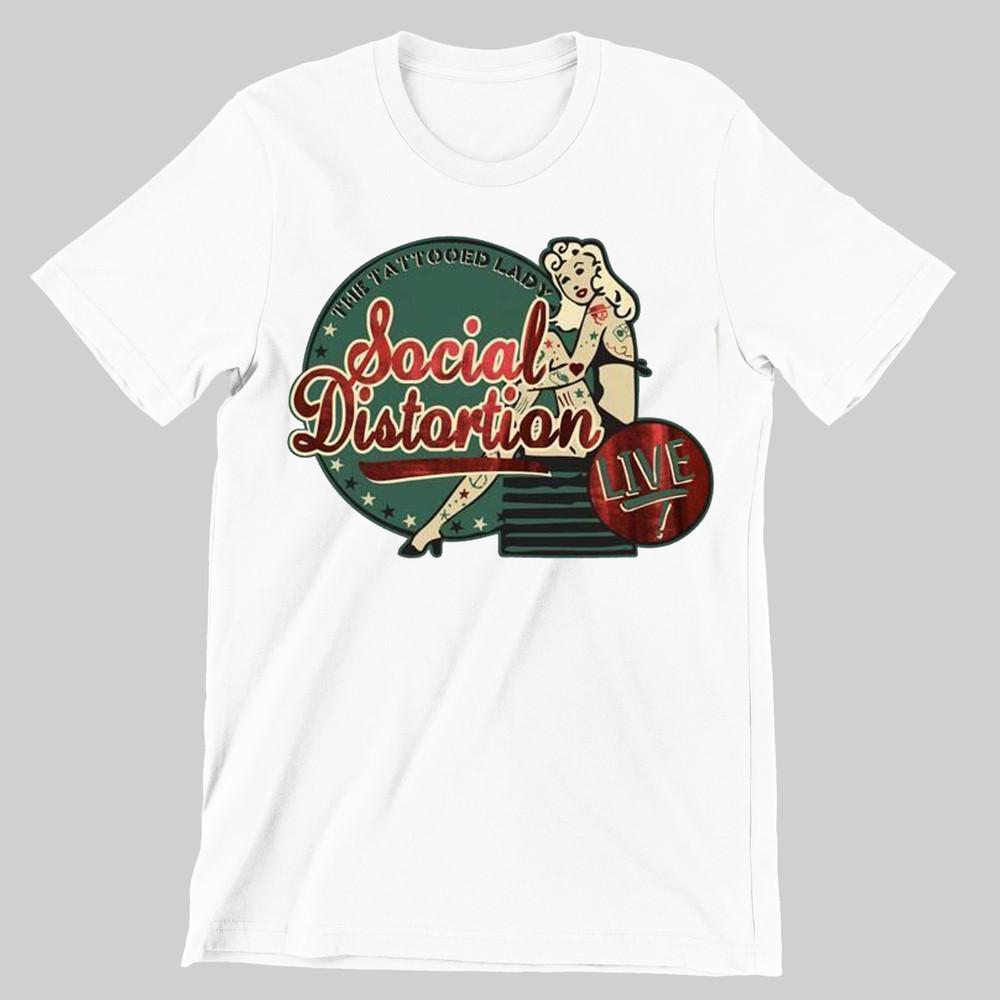 SOCIAL DISTORTION Tattooed Lady Rock Concert White T shirt Men Size S-4XL Unisex T-Shirt XXXL