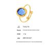 18k Gold Plated Open Ring with Qiong Yao Czech Glass Stone in Stainless Steel Bezel