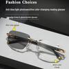Rimless Photochromic Multifocal Reading Glasses for Near & Far with Smart Zoom