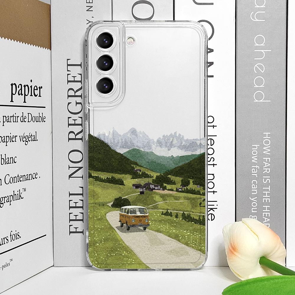Painting House Mountain Landscape Clear Phone Case for Motorola Moto Edge 40 Pro G72 G73 G71 G60 G22 G52 G9 Play Soft Cover Y2K