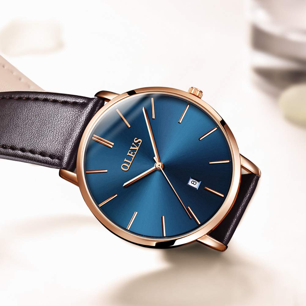 OLEVS Men's Watch, Simple, Business, Casual, Fashion Leather Watch, Slim Analog Quartz Movement, Popular for Banquets, Gentleman's Watch for Men