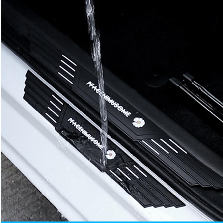 4PCS Universal Rubber Car Door Scuff Sill Cover Panel Step Protector Bumper Corner Protector