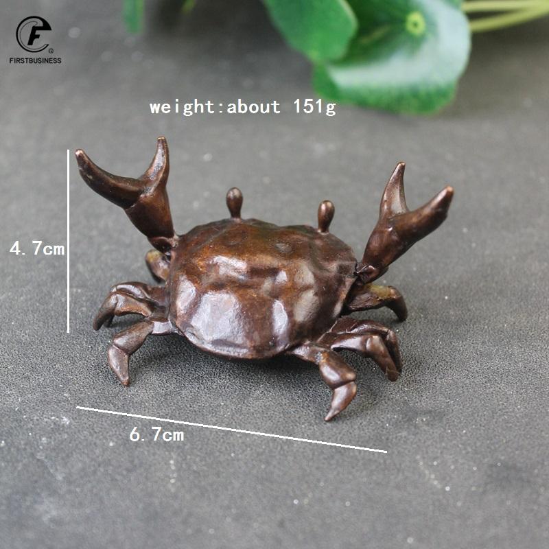 Сплошная фигурка животного-краба из чистой меди, статуэтка-миниатюра, чайный питомец, украшение, антикварная бронзовая поделка, украшение для стола