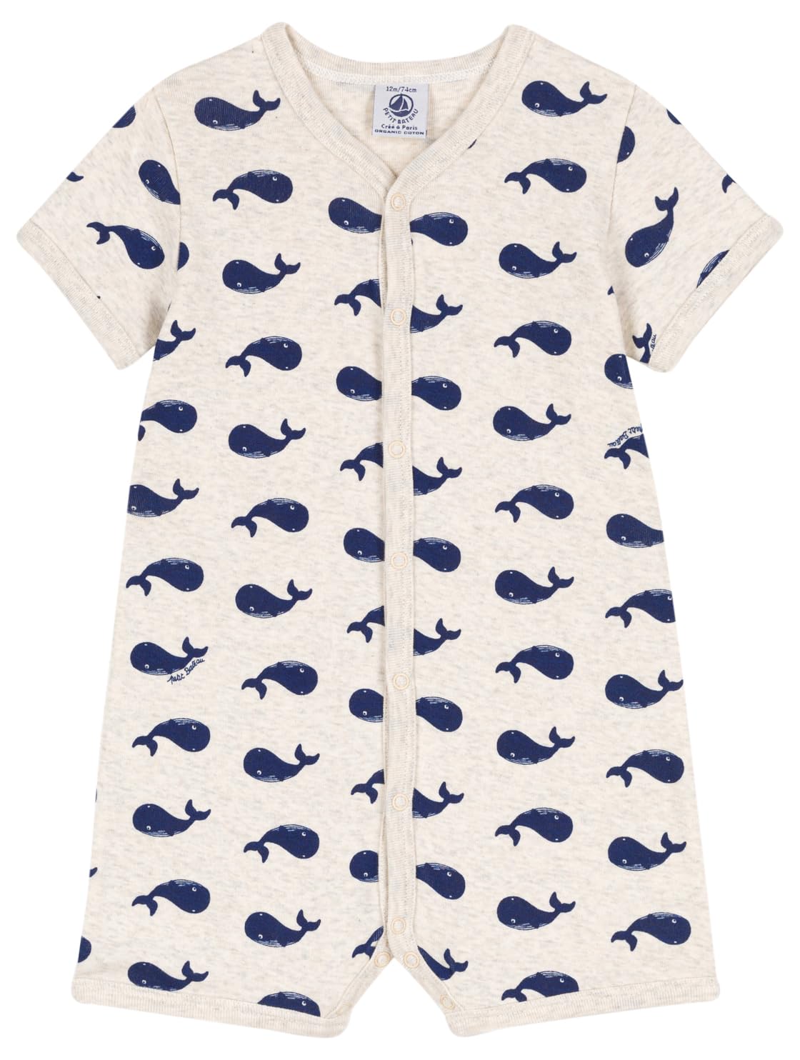 

Petit Bateau Printed Short Romper A09G6 6 Months Beige/Navy, 67cm,
