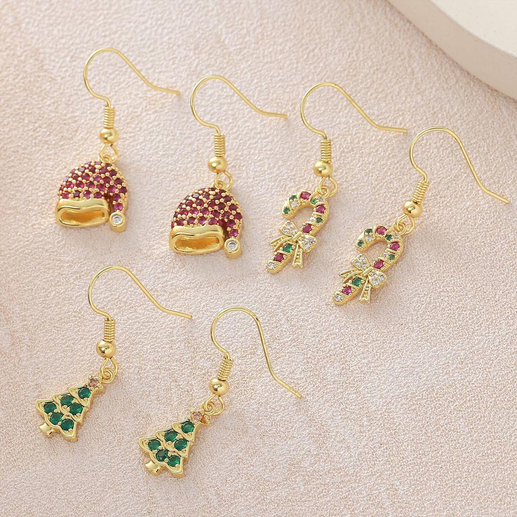 Weihnachts-Ohrringe, 18K Gold-Plattiert: Schneemann, Schneeflocke, Baum & Hut Ohrstecker