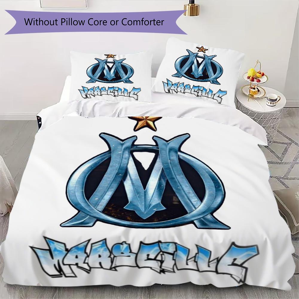 Olympique De Marseille Pattern Bedding Uilt Set Uilt Cover Pillowcase Home Decoration Birthday Gift (1 * Duvet Cover + 2 * Pillowcase Without Core)