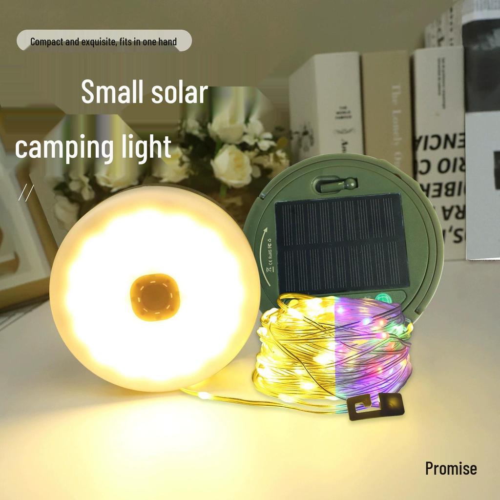Ultra Bright Waterproof Solar Camping String Lights with Tent Lamp and Tape Measure Storage