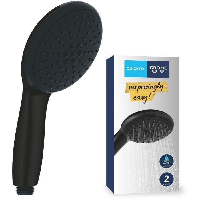 Pommeau De Douche - GROHE Vitalio Start 110 279462431 - 2 Jets (Pluie/Stimulant) - Economie D'eau - Procédé Anti-calcaire - Noir Mat
