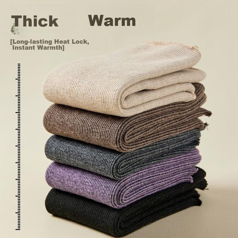 Modal 5 Pairs Men's Snow Socks Thickened Fleece Warm Terry Mid-Calf Long Sleep Socks for Autumn and Winter