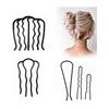 5pcs U-Shaped Hair Pins Comb Set, Metal Hair Forks for Updos, Elegant Hair Sticks for Women, Bridal, Formal, Casual Styling (Black)