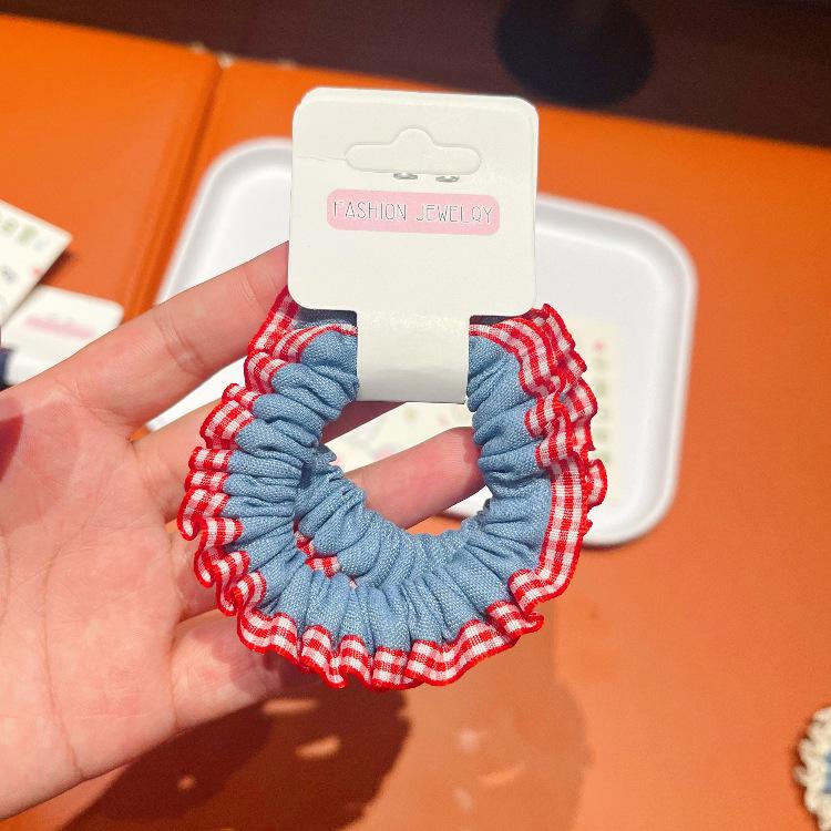 Новое милое кружевное джинсовое кольцо для волос Модное универсальное женское кольцо для волос Высокоценные универсальные аксессуары для волос для хвостика