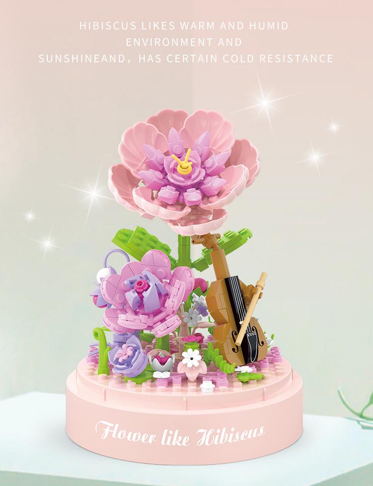 BeleDi Blumen-Spieluhr DIY Bausatz: Mikro-Bausteine für ein lehrreiches Schmuckstück und Geburtstagsgeschenk für Mädchen.