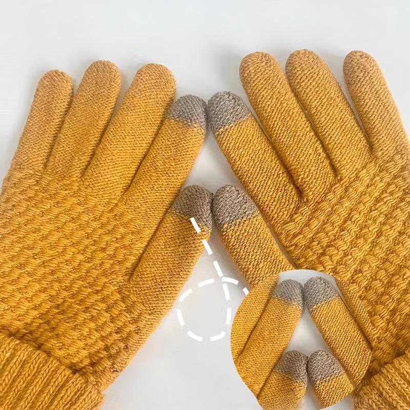 Damen Winter Dicke Wollhandschuhe für Outdoor Radfahren Touchscreen für Wärme und Isolierung Strickhandschuhe mit Garn für Herren