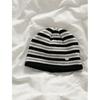 Color-Block Striped Knitted Hat Autumn Winter Warm Ear Protection Wool Hat Cold Hat Face Slimming