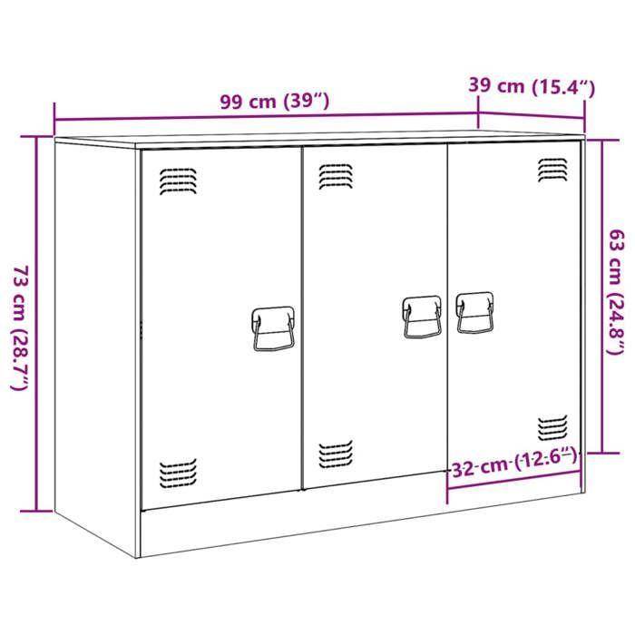 VidaXL Olive Green Buffet 99x39x73 Cm Steel, Cabinet, Sideboard, Storage Cabinet, Cabinets, Cupboard, High Buffet, 841725