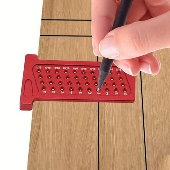 T65/T25mm Dual Metric/Imperial Aluminum Alloy Woodworking T-Square Marking Ruler with Hole Design.