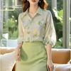 2025 Elegant Women's Floral Lapel Blouse - Autumn/Spring Versatile French Style