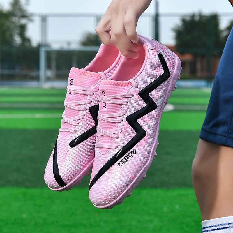 Fußballschuhe für Männer/Frauen, fünffarbig, weiche Unterseite aus Gummi, kurzer Schaft, hergestellt in Lammers-Leder, Fußballschuhe für Kinder, Fußball-Sneakers