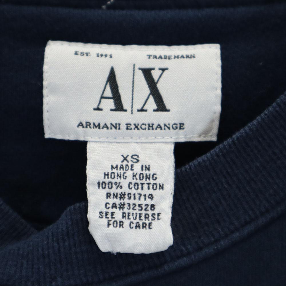 ARMANI EXCHANGE 90s Old Long sleeve Logo embroidery trainer XS Navy sweat Men's Used