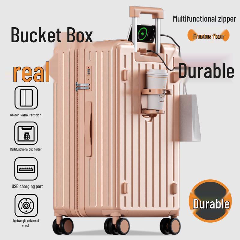 "Mala de viagem durável de 24 polegadas com porta-copos e trava resistente para homens e mulheres"