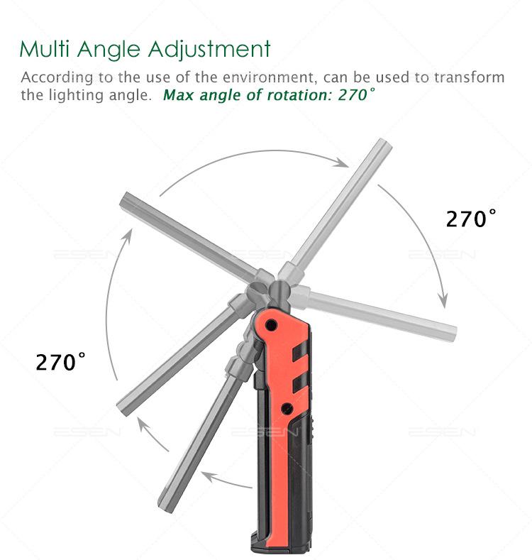 USB Rechargeable Folding LED Work Light - Rotating COB Flashlight for Car Repair and Inspection