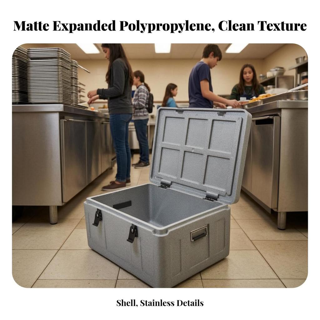 Large Capacity Insulated Food Box Portable with Hinged Lid