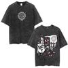 Anime Hellsing Alucard Graphic Washed T Shirt Men Vintage Manga T-shirts Street Cotton Tshirt Harajuku Male Casual Tops
