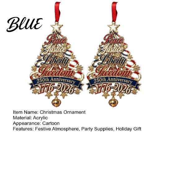 Hanging Tree Decorations 250th Anniversary Christmas Ornament USA Xmas Decor for Acrylic Holiday Home Window Patriotic Sign Veterans Family