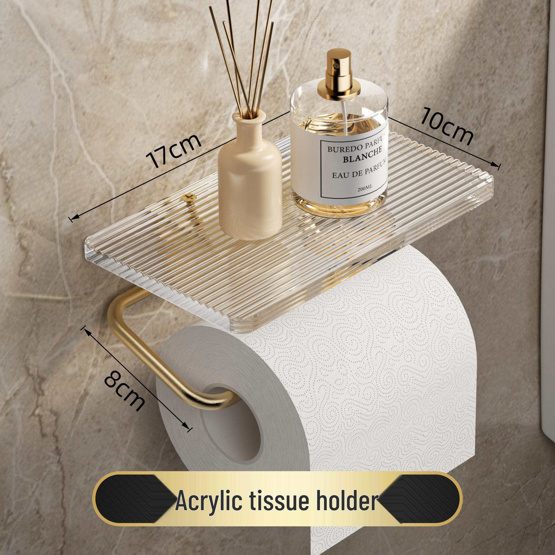 Acrylic No-Punch Bathroom Tissue Holder & Storage Rack