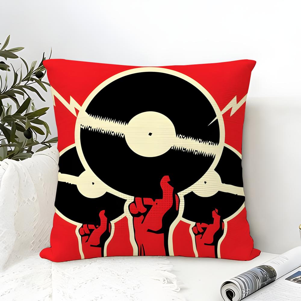 Eenvoudig Stijlvol Muziekplaat Ontwerp Kussensloop Katoen Linnen Stof Vierkant Rits Kussensloop Huis Decoratief Woonkamer