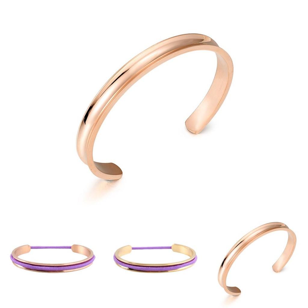 Titanium Steel Open C-shaped Bracelet 7mm Stainless Steel Polished Silver Gold Rose Gold Hair Tie Bracelet
