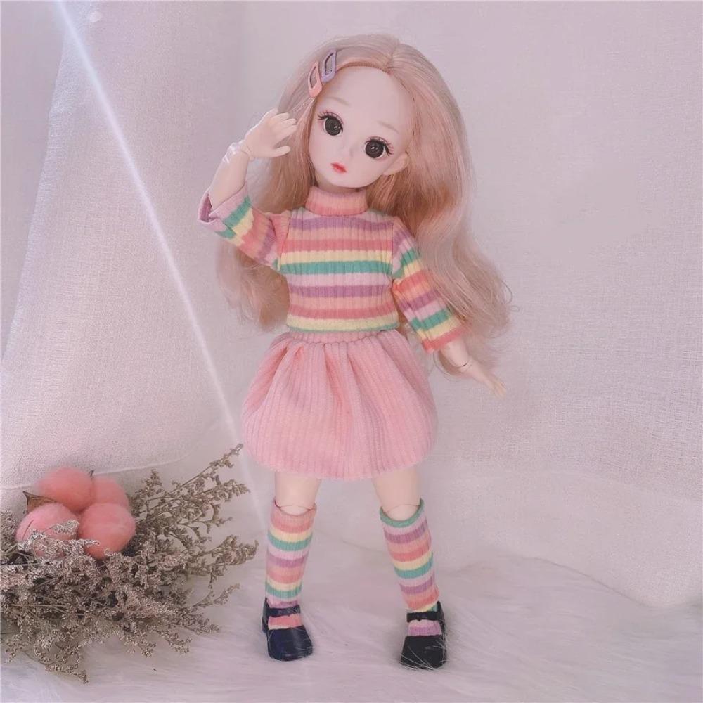 30cm Girls Dress Up Doll 1/6 Movable 20 Joints Cute Sweet Face Festival Birthday Gift BJD Princess Doll Toy with Clothes Shoes