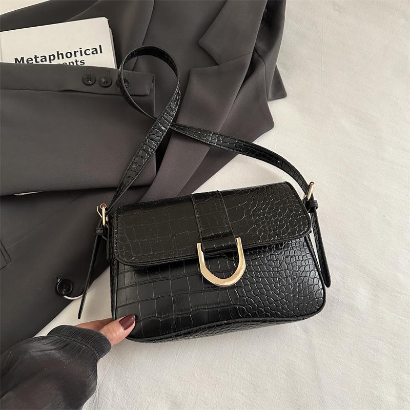 Bag Women's 2025 New High-value Crocodile Pattern Baguette Small Bag Fashion Versatile Handbag Underarm Shoulder Bag