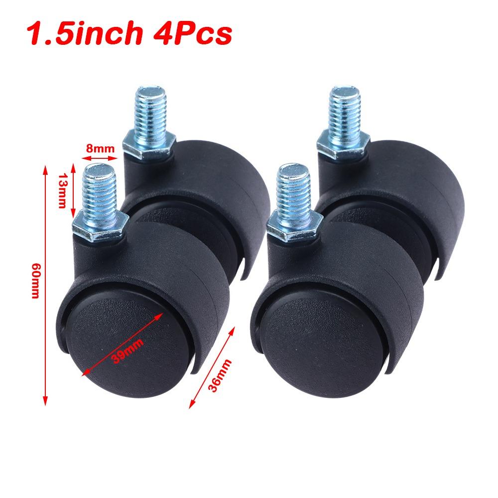 

4Pcs 1/1.5inch Swivel Casters Universal Wheels for Furniture Office Chair Suitcase Trolley 1.5in Thread Swivel