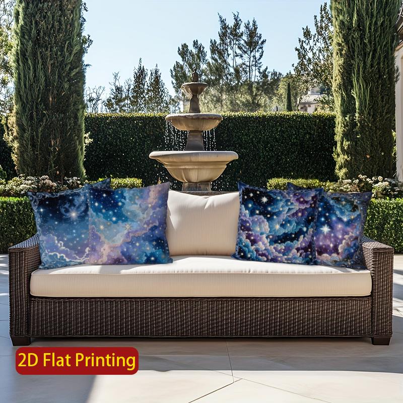 2D Cosmic Clouds And Starry Night Pillow Covers Pattern Cushion Cover Suitable For Sofa Bedroom Car Pillow Cover