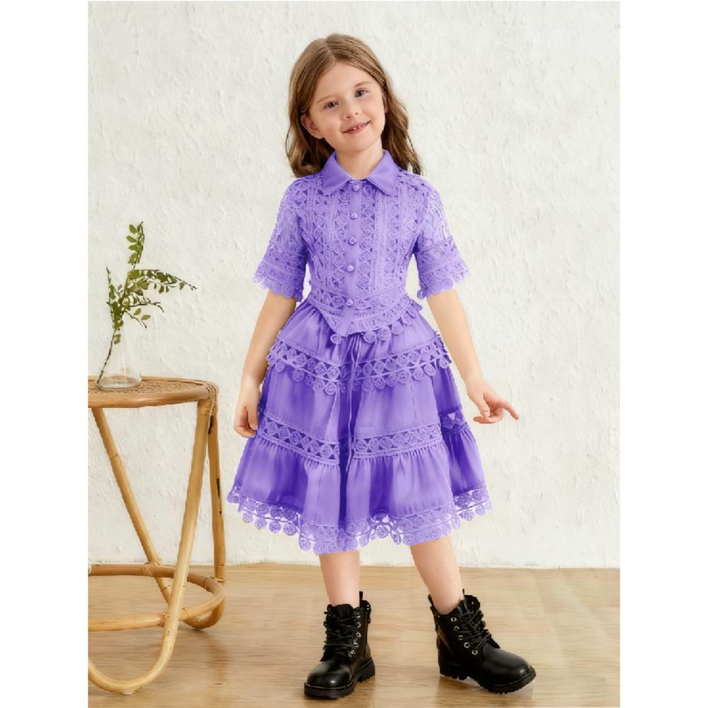 2-7Y Girls' Short Sleeve Top + Skirt Fashion Set Children's Skirt Suit