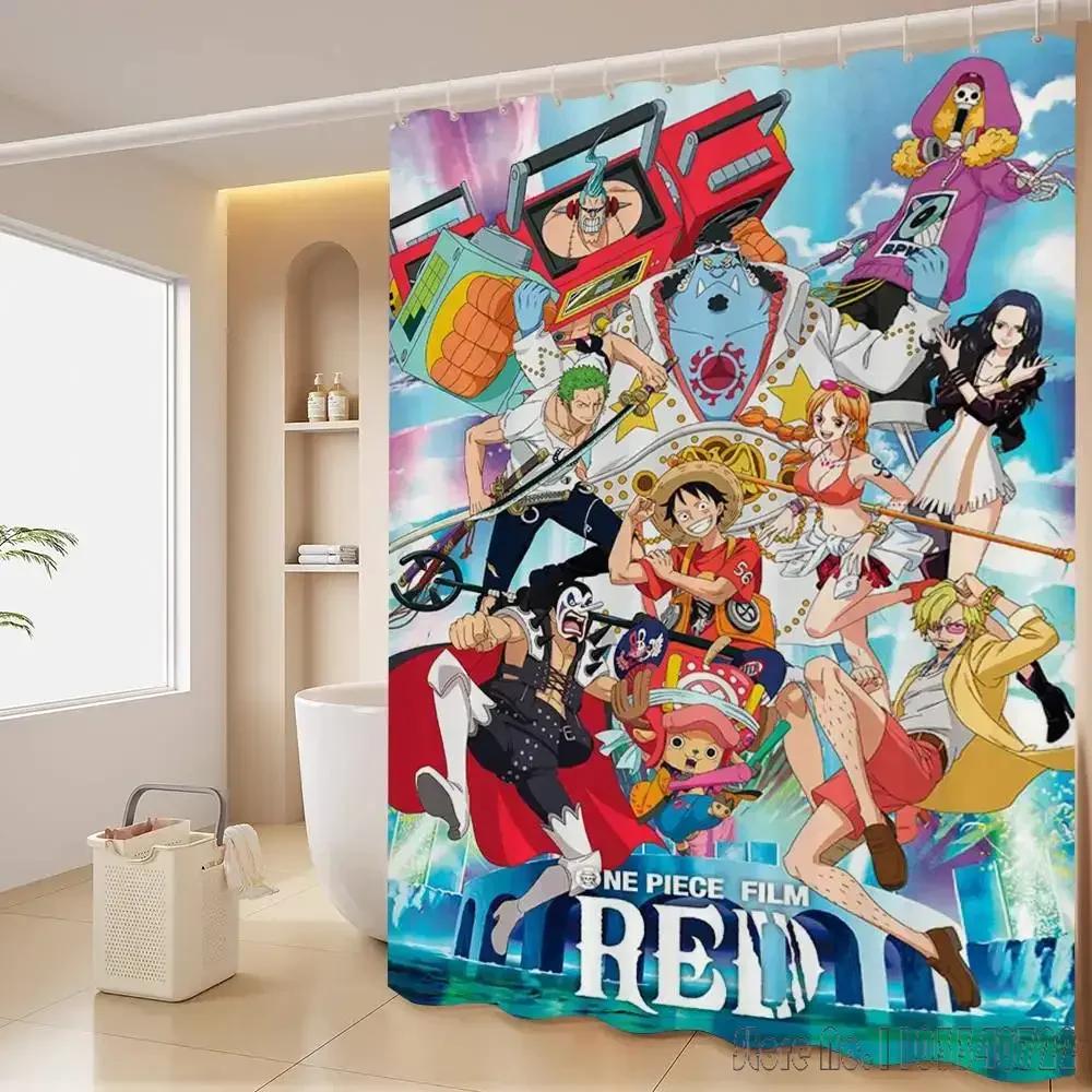 

Shower Curtain One Piece Luffy Straw Hat Anime Waterproof Fabric Bathroom Curtain With Hooks, Cartoon Bath Curtain For Home Deco W60H190(CM)-1 Pcs