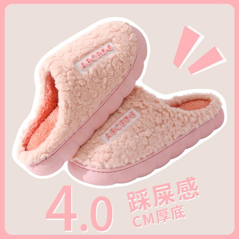 Women's Furry Non-Slip Slippers - Thick-Soled, Warm, Autumn/Winter 2025