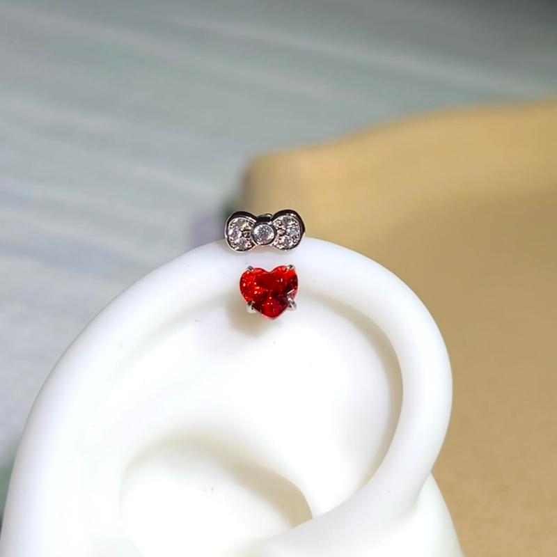 1 Pcs Colorful Star Annular Ear Bone Nail Stainless Steel Cute Love Heart Cross Earrings for Women Body Puncture Accessories