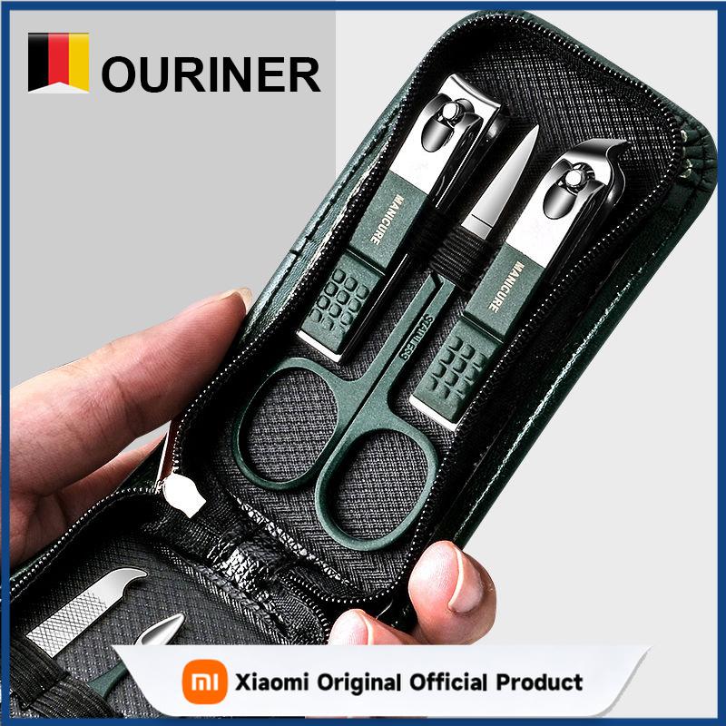 Xiaomi 2023 New 6 Pcs Portable Luxury Manicure Sets Pedicure Kits Bright Black Nail Clipper Set Personal Care Tools Eyebrow Scissors